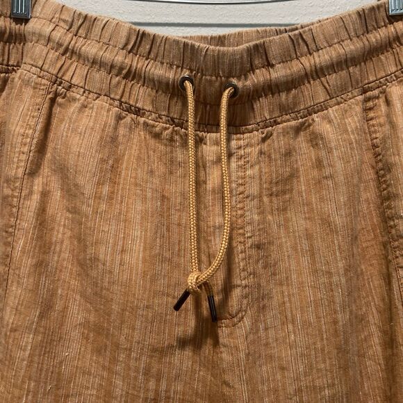 Athleta Womens Pants 26 Linen Textured Wide Leg Brown Pockets Beach Coastal - Picture 3 of 14